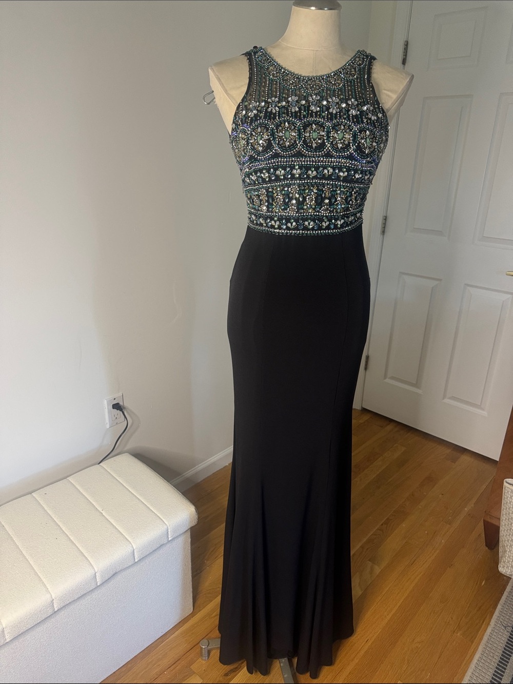 NWOT Jovani Elegant Black beaded Evening Gown